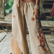 Load image into Gallery viewer, Bohemian Holiday Style Retro Linen Floral Ethnic Totem Print Casual Pants