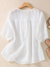 Load image into Gallery viewer, Mesh Embroidery V-Neck Loose Casual Shirt