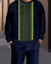 Load image into Gallery viewer, Men&#39;s Textured Jacquard Round Neck Casual Sports Set  008