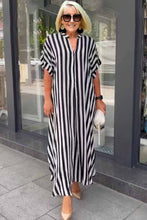 Load image into Gallery viewer, Split Striped Cardigan Short Sleeve Boho Dress