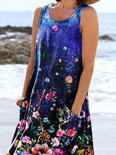 Load image into Gallery viewer, Women's Floral Art Print Pocket Casual Resort Comfort Maxi Dress