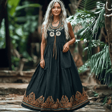 Load image into Gallery viewer, Women&#39;s Elegant Bohemian Floral Sleeveless Linen Maxi Dress