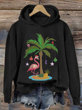 Load image into Gallery viewer, Women&#39;s Christmas Palm Tree Flamingo Embroidery Printed Casual Hoodie