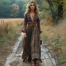 Load image into Gallery viewer, Women's Vintage V-neck Bohemian Pastoral Style Long-sleeve Maxi Long Dress