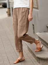 Load image into Gallery viewer, Women's Cotton Linen Solid Color Loose Pocket Harem Pants