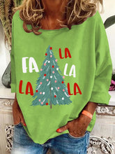 Load image into Gallery viewer, Women's Christmas Fa La La La La Christmas Tree Printed Casual Sweatshirt