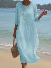 Load image into Gallery viewer, Floral Casual Cotton And Linen Dress