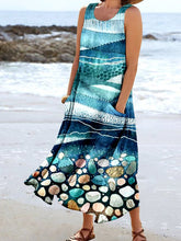 Load image into Gallery viewer, Women's Seaside Art Print Pocket Casual Resort Comfort Maxi Dress