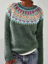 Load image into Gallery viewer, Vintage Tribal Floral Icelandic Knit Pullover Sweater