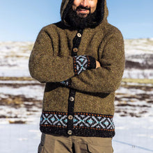 Load image into Gallery viewer, Vintage Green Knitted Iceland Hooded Sweater Cardigan