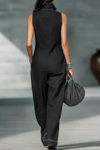 Load image into Gallery viewer, Women's Minimalist Loose-fitting White Trim Sleeveless Jumpsuit