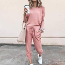 Load image into Gallery viewer, Plain Drawstring Casual Two-piece Outfits