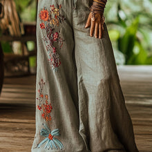 Load image into Gallery viewer, Bohemian Holiday Style Retro Linen Floral Ethnic Totem Print Casual Pants
