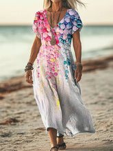 Load image into Gallery viewer, Women's Colorful Oil Painting Textured Linen Blend Dress