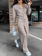 Load image into Gallery viewer, Women's Knitted Buttoned Jacket and Pants Two-piece Set