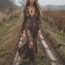 Load image into Gallery viewer, Women's Vintage V-neck Bohemian Pastoral Style Long-sleeve Maxi Long Dress