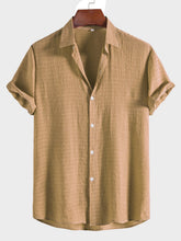 Load image into Gallery viewer, Men's Solid Color Casual And Comfortable Hidden Plaid Short-sleeved Shirt