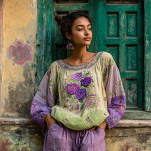 Load image into Gallery viewer, Ethnic Boho Floral Embroidery Women's Linen Loose Shirt