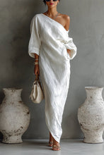Load image into Gallery viewer, Casual Cotton Linen Maxi Dress Asymmetrical H-Line