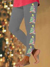 Load image into Gallery viewer, Women's Colorful Oil Painting Christmas Tree Print Leggings