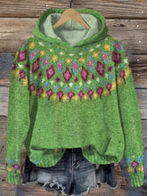 Load image into Gallery viewer, Fairman Island Geometric Contrast Print Button Knit Hoodie