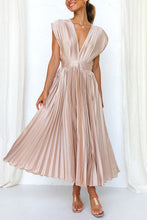 Load image into Gallery viewer, Hello Gorgeous Satin Pleated Midi Dress