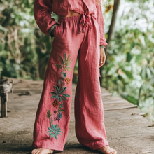 Load image into Gallery viewer, Bohemian Holiday Style Retro Linen Floral Ethnic Totem Print Casual Pants