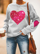 Load image into Gallery viewer, Women's Valentine's Day Glitter Love Heart Casual Sweatshirt