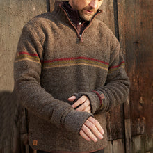 Load image into Gallery viewer, Vintage Warmth Chest Stripes Knit Jacquard Icelandic Half Zip Collar Sweater（Unisex ）