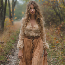 Load image into Gallery viewer, Women's Retro Country Pastoral Linen Style Long-sleeve Casual Maxi Long Dress