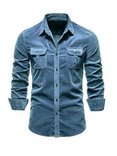 Load image into Gallery viewer, Men's Casual Corduroy Double Pocket Solid Color Long Sleeve Shirt