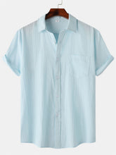 Load image into Gallery viewer, Men's Cotton And Linen High Quality Striped Pocket Short Sleeve Shirt