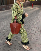 Load image into Gallery viewer, Temperament printing hit color two-piece suit