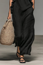 Load image into Gallery viewer, Women's Minimalist Linen-blend Sleeveless Maxi Dress With Ruffle Details