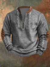 Load image into Gallery viewer, Men's Vintage Knit Print Zip-Up Sweatshirt