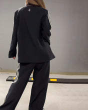 Load image into Gallery viewer, Fashionable Striped Blazer &amp; Wide Leg Pants Two-Piece Set