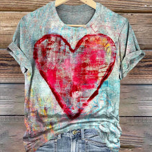 Load image into Gallery viewer, Retro Heart Graphic Casual Tee ab6f