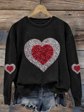 Load image into Gallery viewer, Women's Heart Print Round Neck Sweatshirt