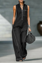 Load image into Gallery viewer, Women's Minimalist Loose-fitting White Trim Sleeveless Jumpsuit