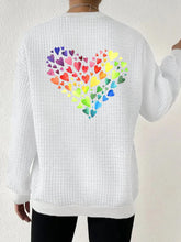 Load image into Gallery viewer, Women's Rainbow Love Heart Waffle Sweatshirt Waffle Sweatshirt