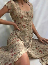 Load image into Gallery viewer, Women's Shift Dress  Short Sleeve Floral Button Front Print Summer