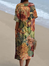 Load image into Gallery viewer, Women's Vintage Floral Art Print Casual Flowy Dress