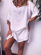 Load image into Gallery viewer, Women's Casual Slit Cotton And Linen Dress