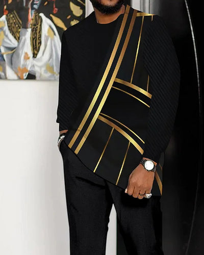 Men's Casual Color Blocking Long Sleeve Walking Suit-196