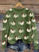 Load image into Gallery viewer, Roosters Embroidery Pattern Cozy Knit Sweater