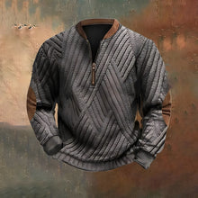 Load image into Gallery viewer, Men's Vintage Knitted Geometric Jacquard Zip-Up Sweatshirt