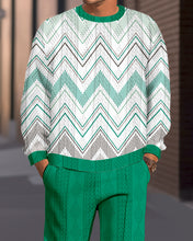 Load image into Gallery viewer, Men&#39;s Textured Jacquard Round Neck Casual Sports Set  011