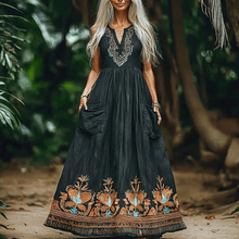 Load image into Gallery viewer, Women&#39;s Elegant Ethnic Style V-Neck Sleeveless Linen Maxi Dress