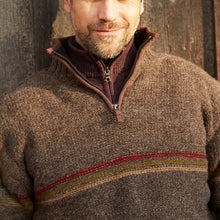 Load image into Gallery viewer, Vintage Warmth Chest Stripes Knit Jacquard Icelandic Half Zip Collar Sweater（Unisex ）