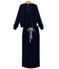 Load image into Gallery viewer, Sweater fleece skirt two-piece suit
